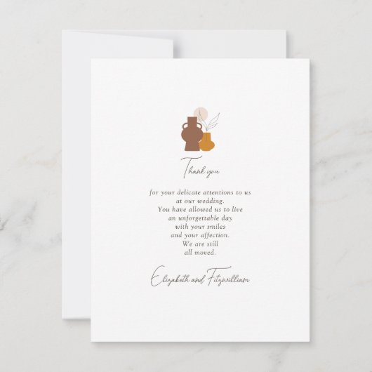 Boho Minimalistisch Vases Wedding Dankeskarte (Rückseite)