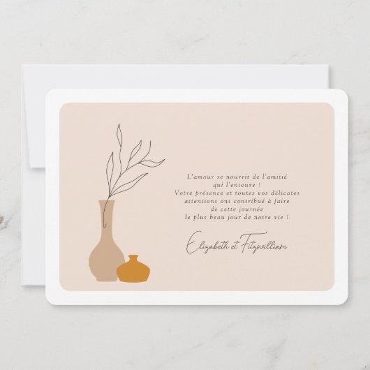 Boho Minimalistisch Vases Wedding Foto Dankeskarte (Rückseite)