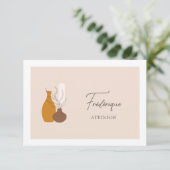 Boho Minimalistisch Vases Wedding Platzkarte (Stehend Vorderseite)