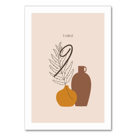 Boho Minimalistisch Vases Wedding Tischnummer Card (Vorderseite)