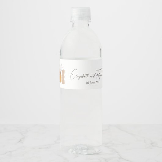 Boho Minimalistisch Vases Wedding Wasserflaschenetikett (Vorderseite)