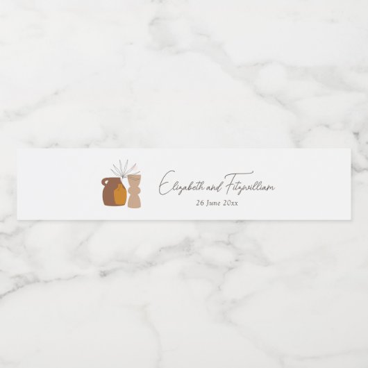 Boho Minimalistisch Vases Wedding Wasserflaschenetikett (Einzelnes Label)