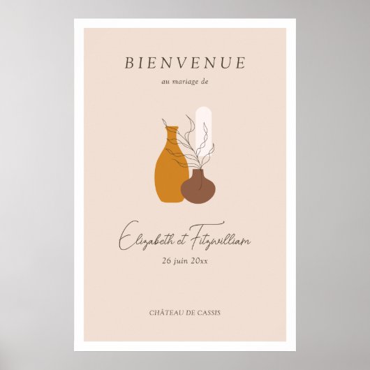 Boho Minimalistisch Vases Wedding Welcome Sign Pos Poster (Vorne)
