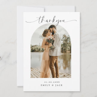 Boho Minimalistisch Wedding Foto Dankeschön Karte