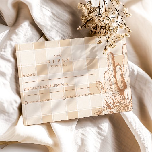 Boho Minimalistisch Western Wüste Wedding RSVP Karte