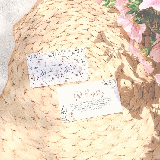 Boho Minimalistisch Wildblumen Brautparty Begleitkarte