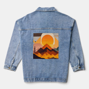 Boho Minimalistische Bergwelt Jeansjacke
