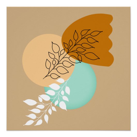 BOHO MINIMALISTISCHE BLÄTTER POSTER (Vorderseite)