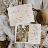 Boho Minimalistische Blumenhochzeit speichern das Einladungspostkarte