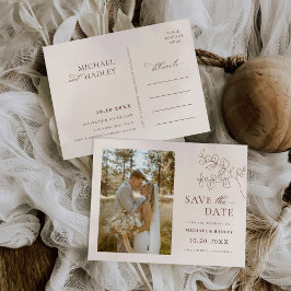 Boho Minimalistische Blumenhochzeit speichern das Einladungspostkarte