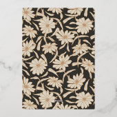 Boho Minimalistische botanische Black Ivory Weddin Folieneinladung (Rückseite)