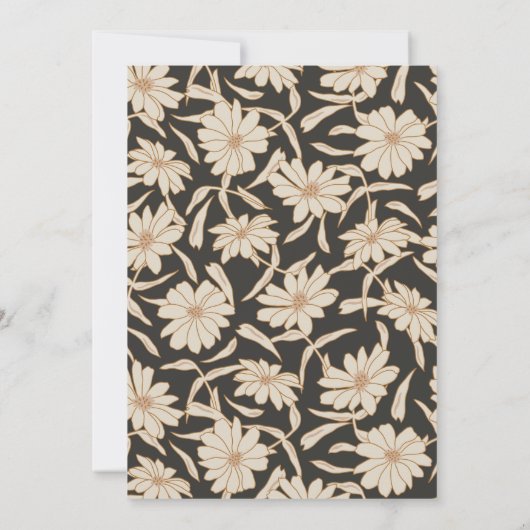 Boho Minimalistische botanische Schwarz-Elfenbeinh Einladung (Rückseite)