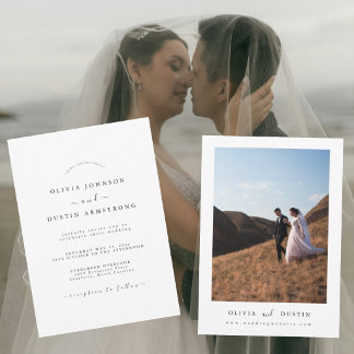Boho-Minimalistische Elegante Foto-Hochzeitseinlad Einladung