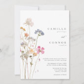 Boho Minimalistische Getrocknete Wildblumen Botani Einladung (Vorderseite)