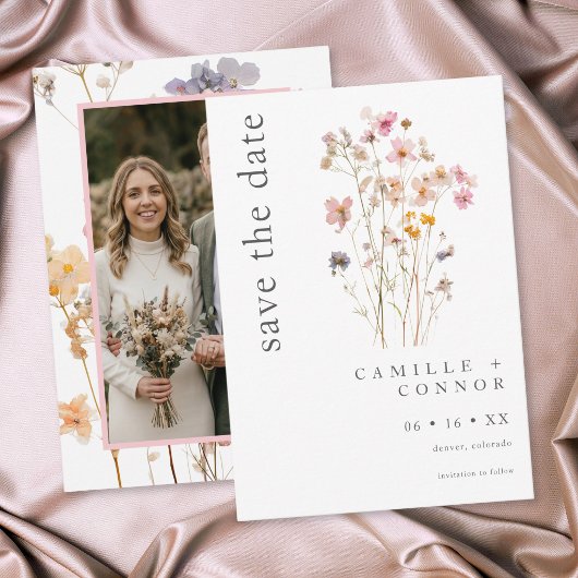 Boho Minimalistische Getrocknete Wildblumen Botani Save The Date