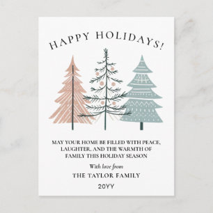 Boho-Minimalistische handgezeichnete Weihnachtsbäu Feiertagspostkarte