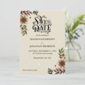 Boho Minimalistische Hochzeit rettet das Datum Einladung (Stehend Vorderseite)