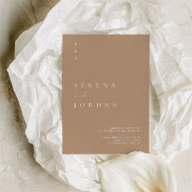 Boho-Minimalistische Hochzeitseinladung in Beige u