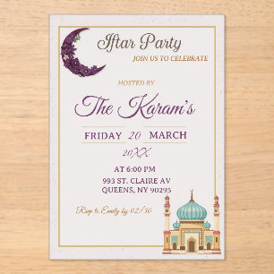 Boho-Minimalistische Moschee-Ramadan-Iftar-Party  Acryleinladungen