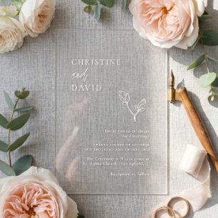 Boho-Minimalistische transparente Hochzeitseinladu Acryleinladungen
