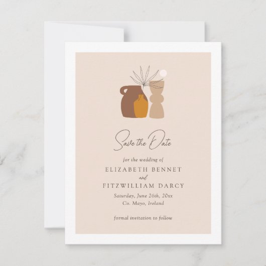 Boho Minimalistische Vasen Hochzeit von Save The Date (Vorderseite)