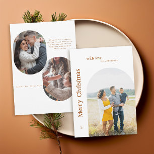 Boho Minimalistische Vintage Foto Weihnachtsfamili Feiertagskarte