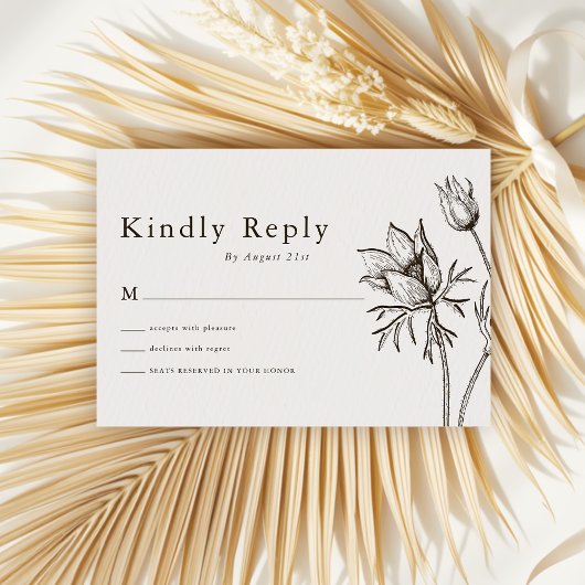 Boho Minimalistische Wildblume Wedding Kindly Antw RSVP Karte