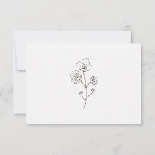 Boho Minimalistische Wildblume Wedding Save The Date (Rückseite)