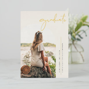 Boho-Minimalistischer Kalligrafie-Bogen Foto-Absch Folieneinladung