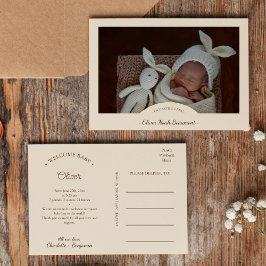 Boho Minimalistisches Foto Geburtsankündigung Post Ankündigungspostkarte