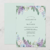 Boho-Mint-Amethyst-Wisterien-Hochzeit Einladung (Vorne/Hinten)
