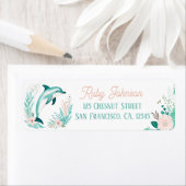 Boho Mint Green Dolphin Rücksendeadressen-Aufklebe (Insitu)