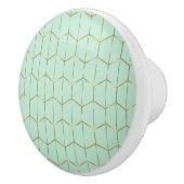 Boho Mint Green Hexagon Gold & Geometric Glam Keramikknauf (Rechts)