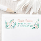 Boho Mint Green Horse Rücksendeadressen-Aufkleber (Insitu)