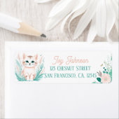 Boho Mint Green Kitten Rücksendeadressen-Aufkleber (Insitu)