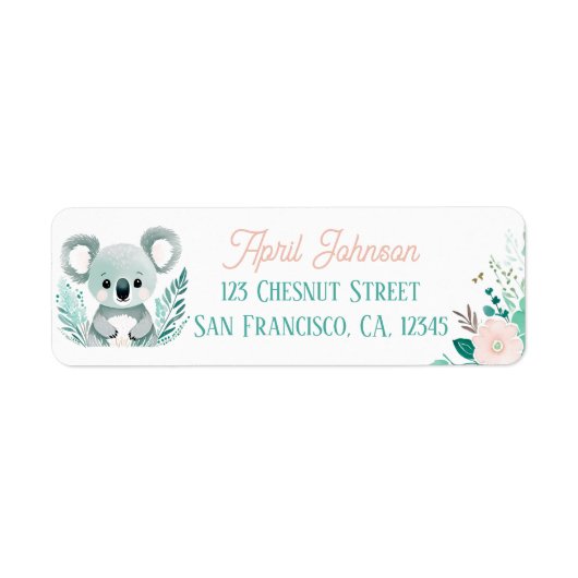 Boho Mint Green Koala Rücksendeadressen-Aufklebers (Vorne)