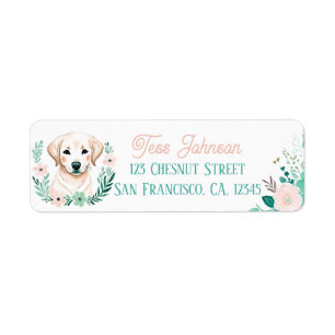 Boho Mint Green Labrador Rücksendeadressen-Aufkleb