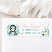 Boho Mint Green Monkey Rücksendeadressen-Aufkleber (Insitu)