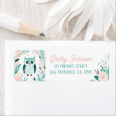 Boho Mint Green Owl Rücksendeadressen-Aufkleber (Insitu)
