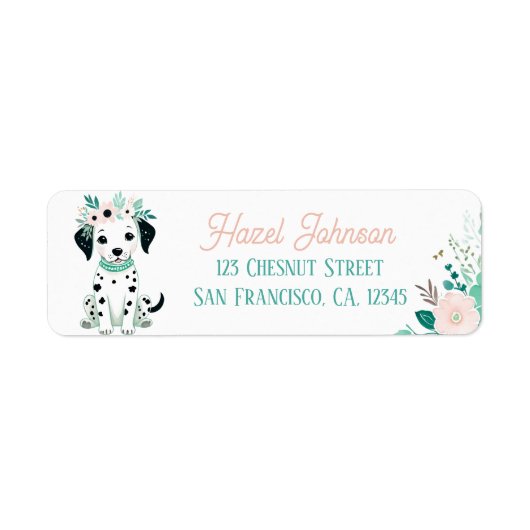 Boho Mint Green Puppy Dalmatiner Rücksendeadresse (Vorne)