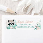 Boho Mint Green Raccoon Rücksendeadressen-Aufklebe (Insitu)