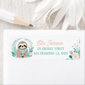 Boho Mint Green Sloth Rücksendeadressen-Aufklebers (Insitu)
