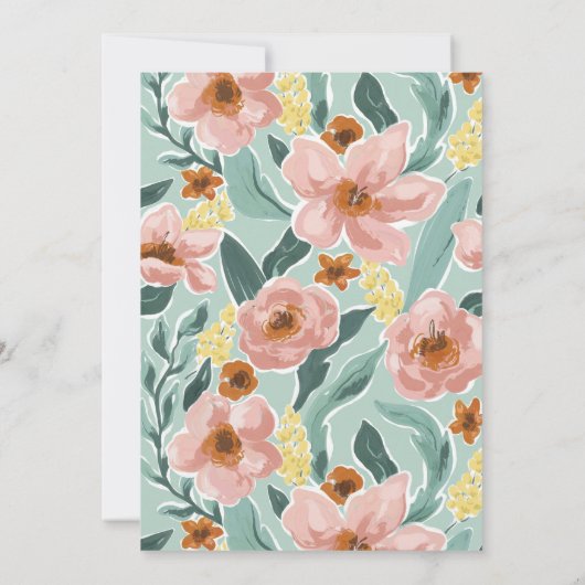 Boho Mint Sage Green Painted Floral Brautparty Einladung (Rückseite)