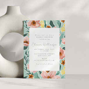 Boho-Mint-Sage-Grün-gemalte-florale-Hochzeitsdusch Einladung