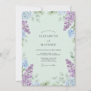 Boho-Mint-Violett-Wisteria-Hochzeit Einladung