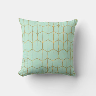 Boho-Mintgrün-Sechseck-Gold & geometrischer Glamou Kissen