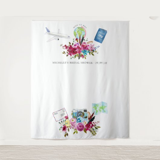 Boho Miss zu Mrs. Brautparty Foto Booth Wandteppich (Vorderseite)