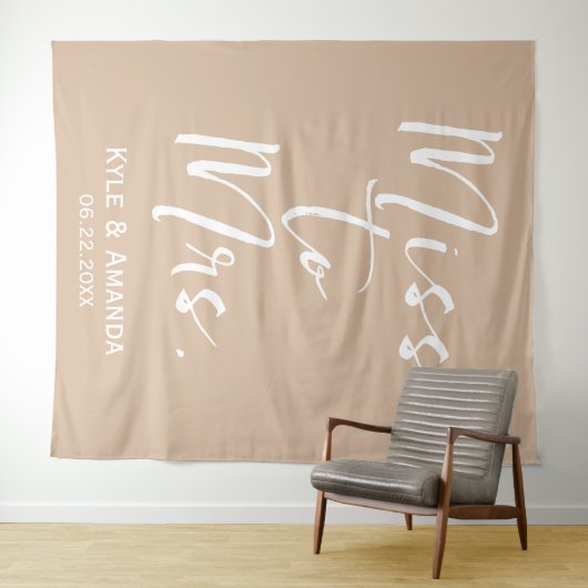 Boho Miss zu Mrs. Wedding Brautparty Backdrop Wandteppich (Beispiel (Horizontal))