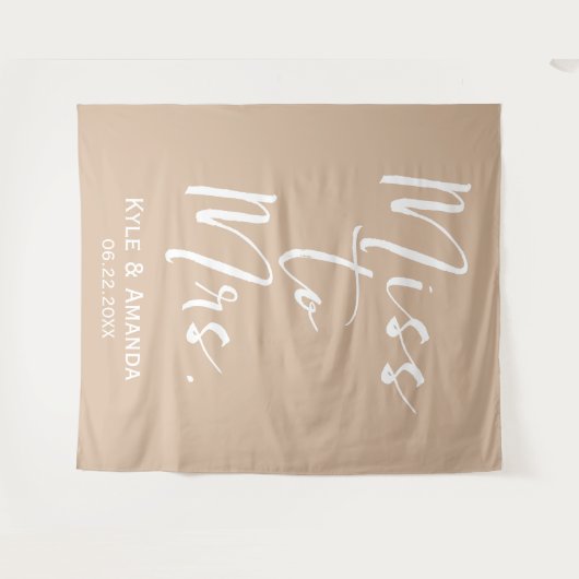 Boho Miss zu Mrs. Wedding Brautparty Backdrop Wandteppich (Vorderseite (Horizontal))