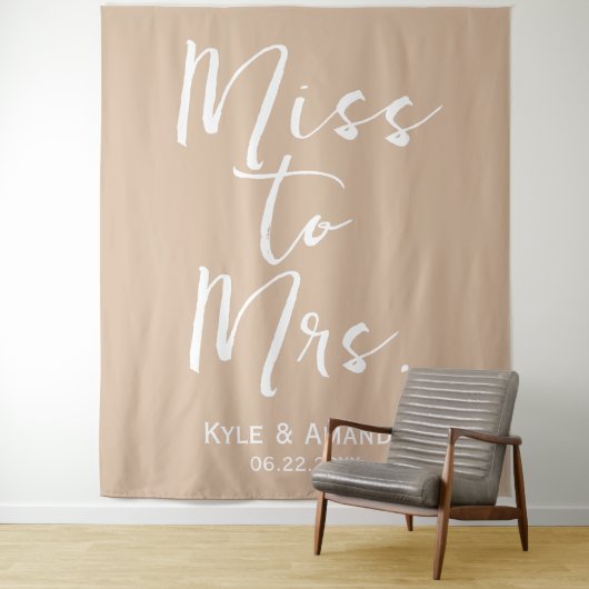 Boho Miss zu Mrs. Wedding Brautparty Backdrop Wandteppich (Beispiel)